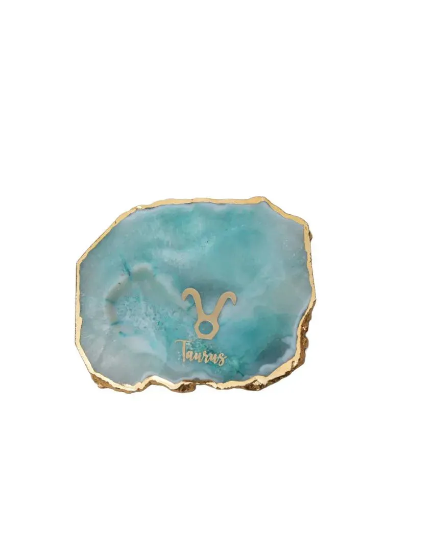 Taurus Agate Zodiac Sign Table Coaster | 4 inches