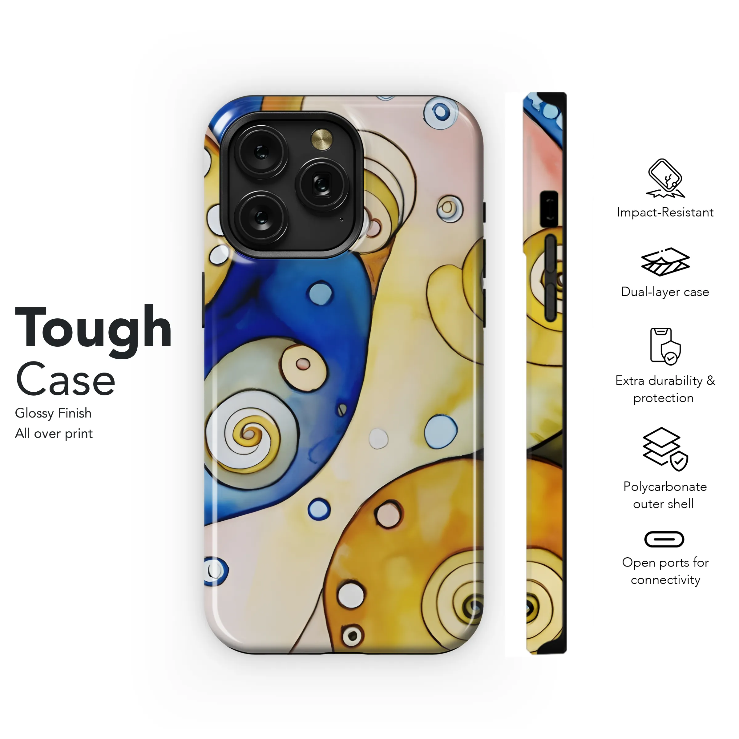 Watercolor Abstract Klimt Phone Case iPhone Samsung Cover Pixel 3158