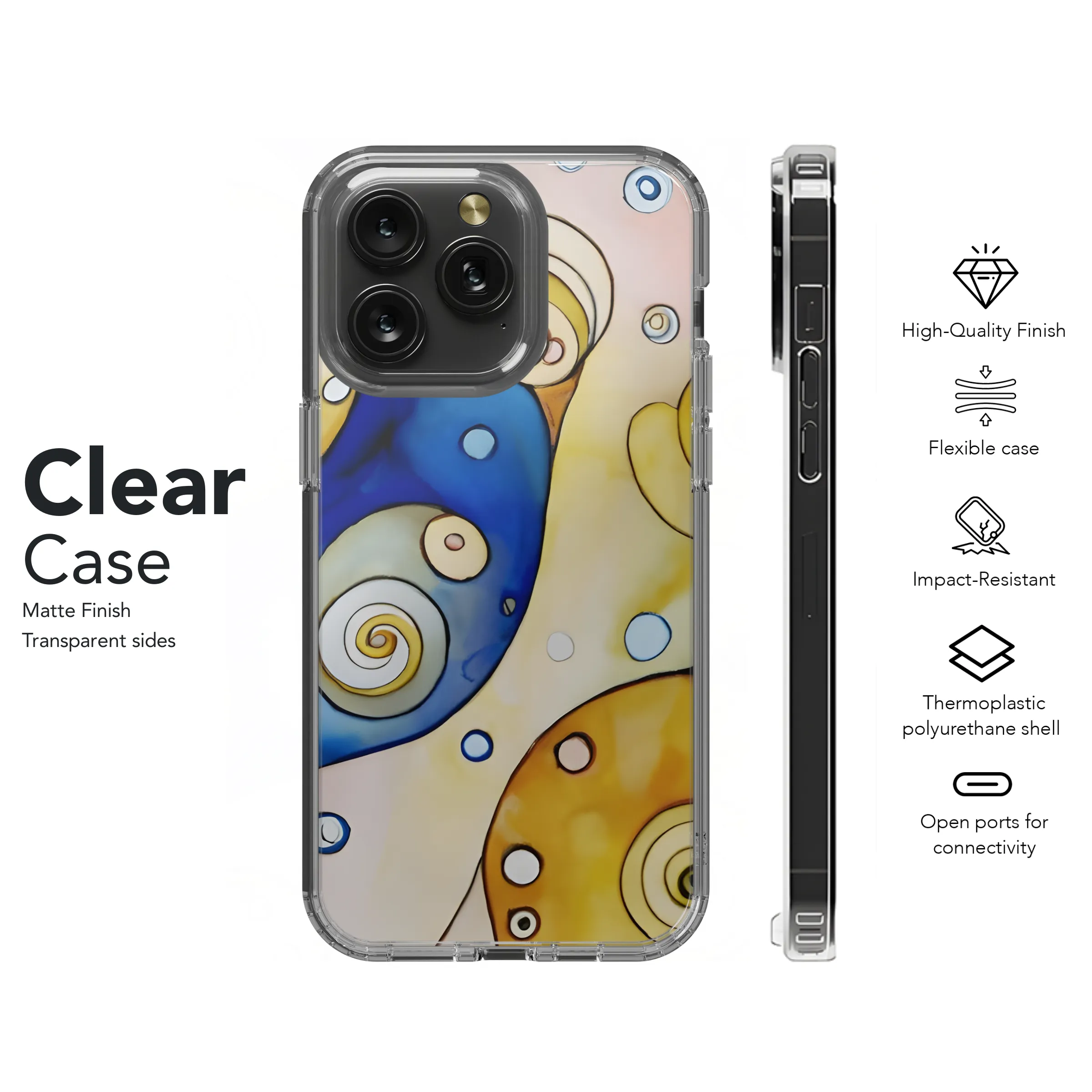 Watercolor Abstract Klimt Phone Case iPhone Samsung Cover Pixel 3158