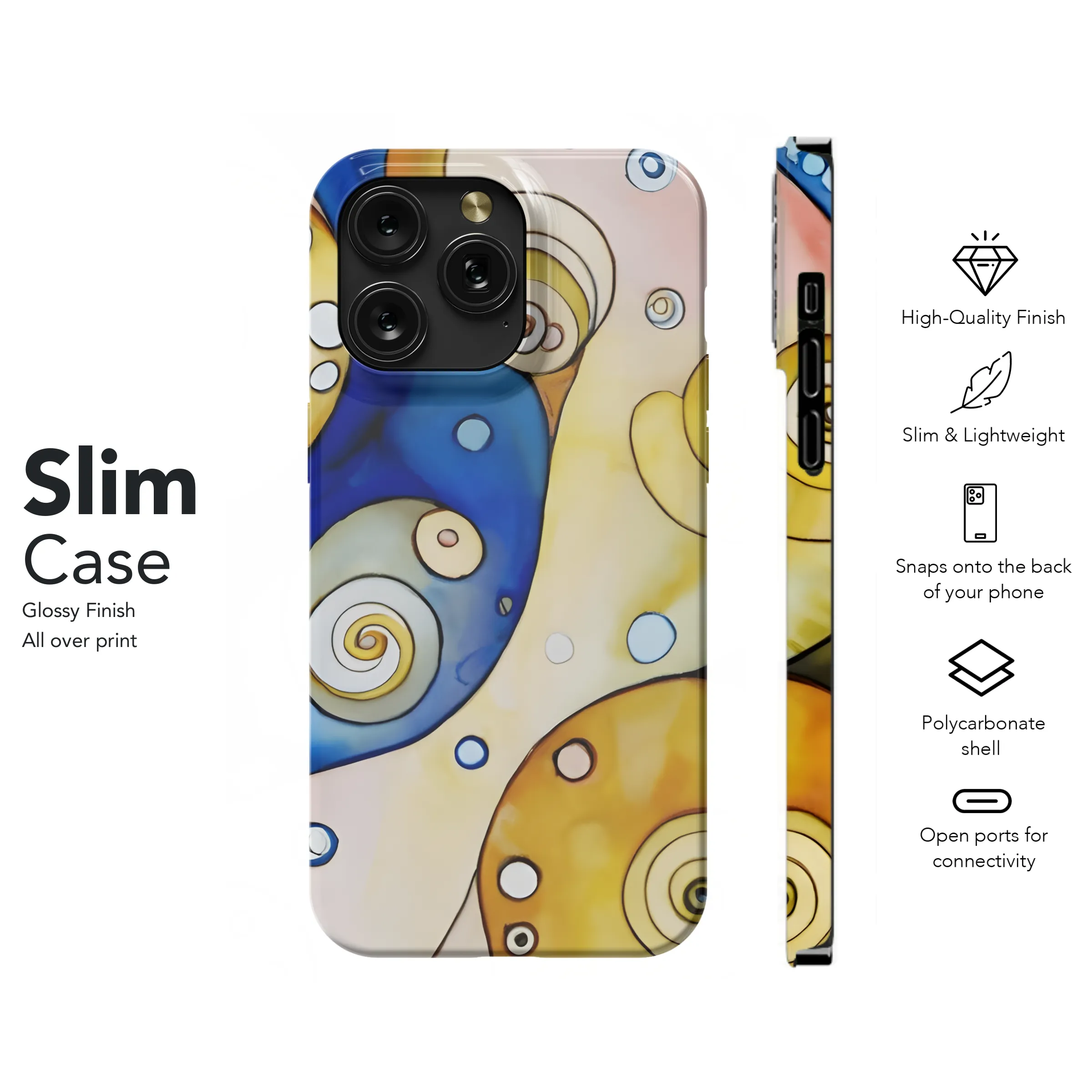 Watercolor Abstract Klimt Phone Case iPhone Samsung Cover Pixel 3158