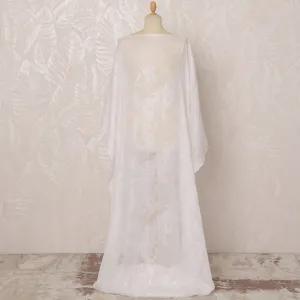 White Somali Silk Chiffon Dirac Fabric with Silver Metallic Lurex, 3.5 Meters, 140 cm Width-D20881